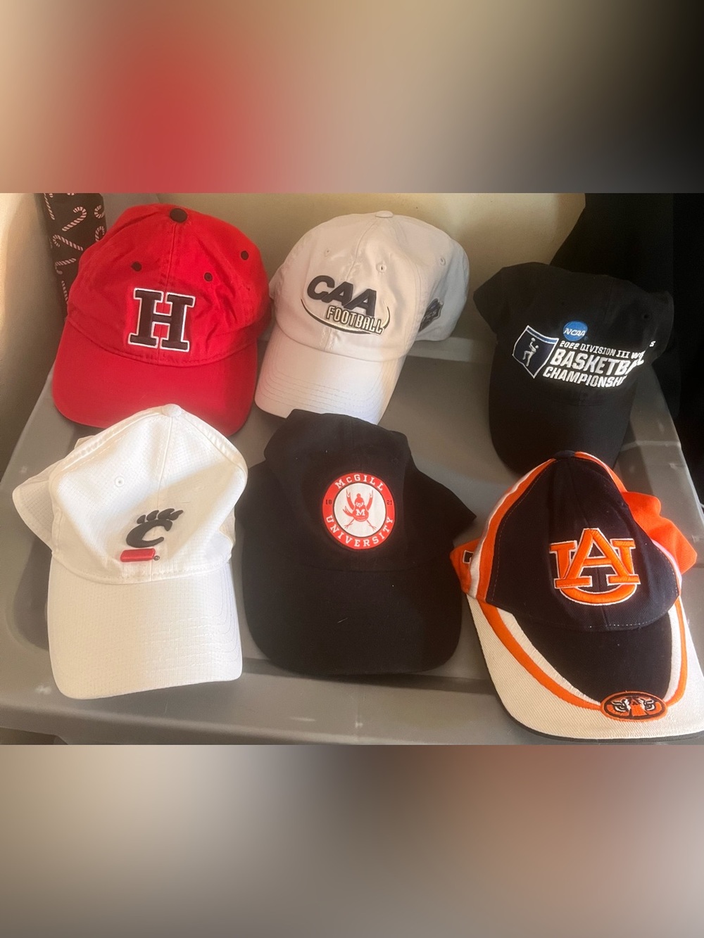 6 ncaa college adjustable hat bundle b2 auburh cincy houston the game mcgill